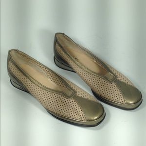 Amalfi gold tan leather slides slip-on comfort